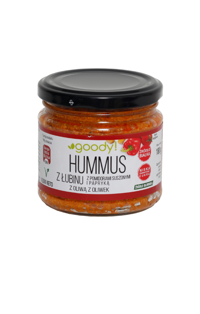 Hummus z łubinu z suszonymi pomidorami i papryką 200g