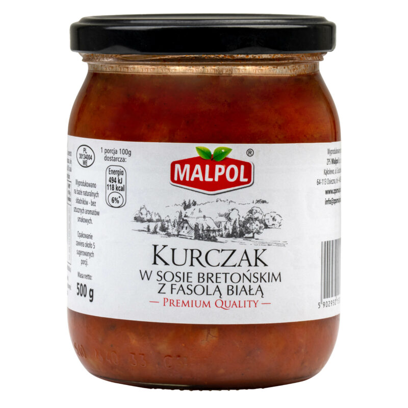 Kurczak w sosie bretońskim z fasolą białą 500g